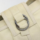BVLGARI Shoulder Bag Leather Ivory Silver Auth bs35521-17