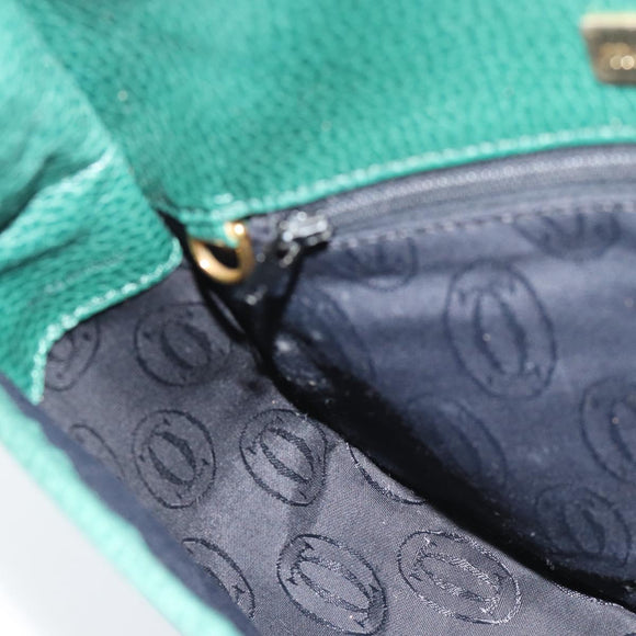 CARTIER Must Line Shoulder Bag Leather Green Gold Auth bs35522
