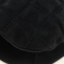 CHANEL Choco Bar Shoulder Bag Suede Black Gold CC Auth bs35523V-15