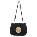 CHANEL Choco Bar Shoulder Bag Suede Black Gold CC Auth bs35523V-13