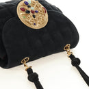 CHANEL Choco Bar Shoulder Bag Suede Black Gold CC Auth bs35523V-6
