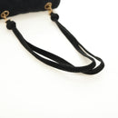 CHANEL Choco Bar Shoulder Bag Suede Black Gold CC Auth bs35523V-7