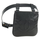 CHANEL Waist Bag Caviar Skin Black Gold CC Auth bs35525V-1