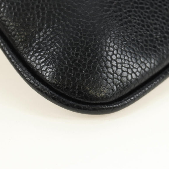CHANEL Waist Bag Caviar Skin Black Gold CC Auth bs35525V