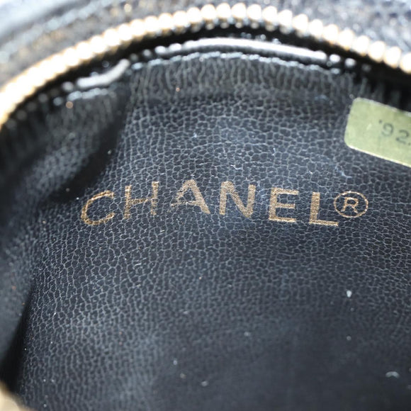 CHANEL Waist Bag Caviar Skin Black Gold CC Auth bs35525V