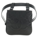 CHANEL Waist Bag Caviar Skin Black Gold CC Auth bs35525V-13