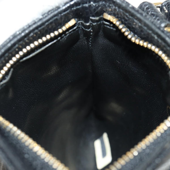 CHANEL Waist Bag Caviar Skin Black Gold CC Auth bs35525V