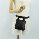 CHANEL Waist Bag Caviar Skin Black Gold CC Auth bs35525V-22