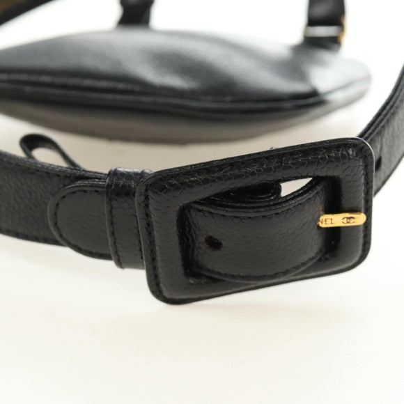 CHANEL Waist Bag Caviar Skin Black Gold CC Auth bs35525V