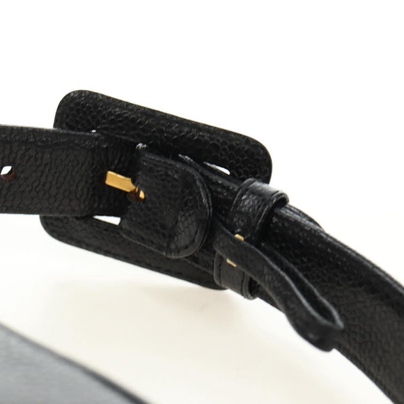 CHANEL Waist Bag Caviar Skin Black Gold CC Auth bs35525V