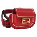 FENDI Airpods Case Mamma Baguette Earphone Case Leather Red Gold Auth bs35526V-1