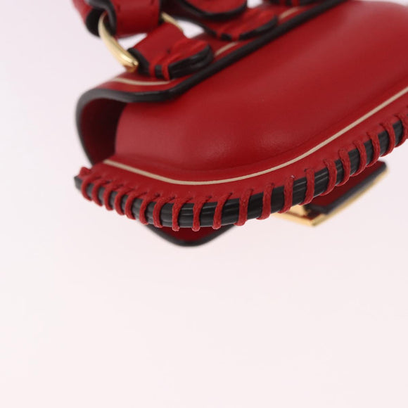 FENDI Airpods Case Mamma Baguette Earphone Case Leather Red Gold Auth bs35526V