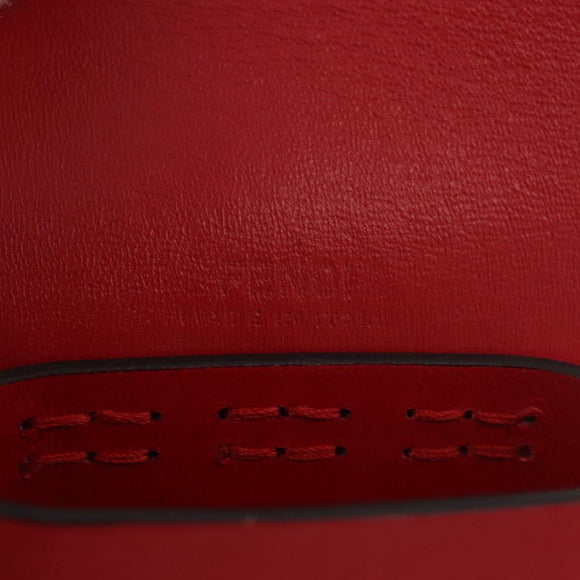 FENDI Airpods Case Mamma Baguette Earphone Case Leather Red Gold Auth bs35526V