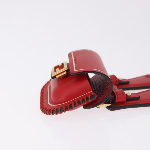 FENDI Airpods Case Mamma Baguette Earphone Case Leather Red Gold Auth bs35526V