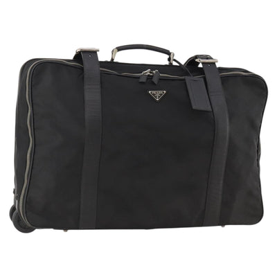 PRADA Boston Bag Nylon Black Silver Auth bs35527
