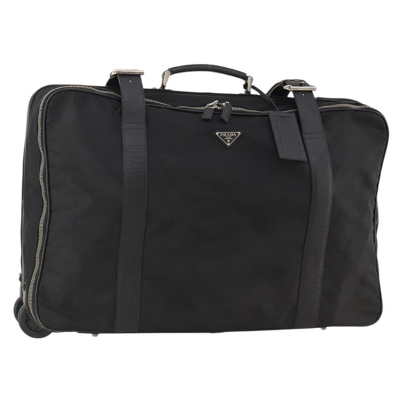 PRADA Boston Bag Nylon Black Silver Auth bs35527