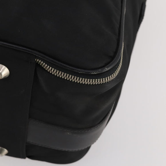 PRADA Boston Bag Nylon Black Silver Auth bs35527