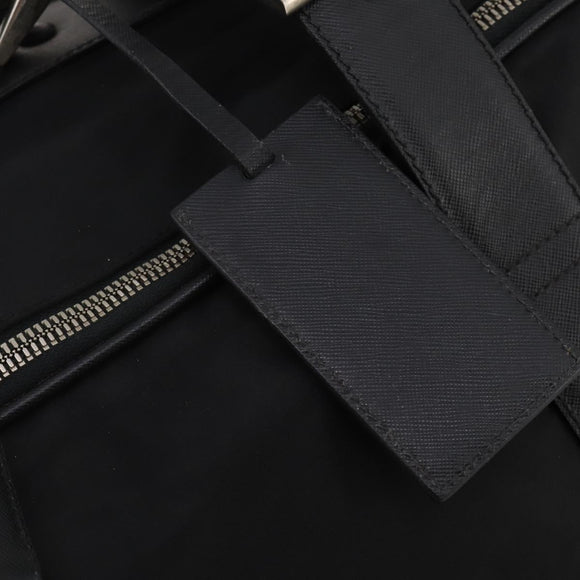 PRADA Boston Bag Nylon Black Silver Auth bs35527