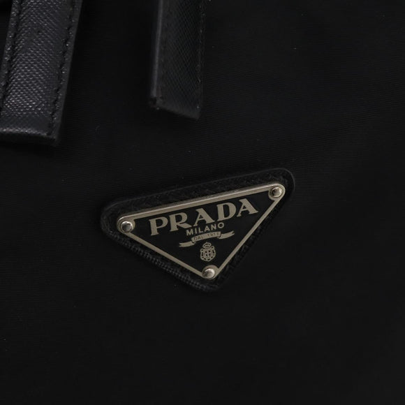 PRADA Boston Bag Nylon Black Silver Auth bs35527