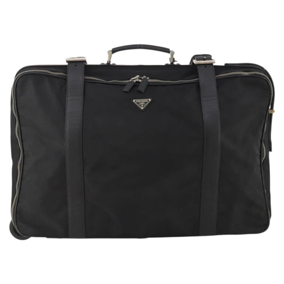 PRADA Boston Bag Nylon Black Silver Auth bs35527