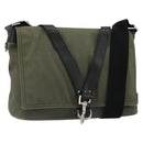 VALENTINO Shoulder Bag Canvas Khaki Silver Auth bs35528-1