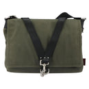 VALENTINO Shoulder Bag Canvas Khaki Silver Auth bs35528-13