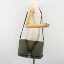 VALENTINO Shoulder Bag Canvas Khaki Silver Auth bs35528-24