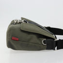VALENTINO Shoulder Bag Canvas Khaki Silver Auth bs35528-3