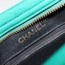 CHANEL Matelasse Chain Shoulder Bag Cotton Green Gold CC Auth bs35532-19
