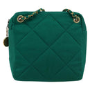 CHANEL Matelasse Chain Shoulder Bag Cotton Green Gold CC Auth bs35532-13