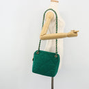 CHANEL Matelasse Chain Shoulder Bag Cotton Green Gold CC Auth bs35532-25