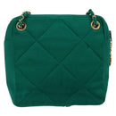 CHANEL Matelasse Chain Shoulder Bag Cotton Green Gold CC Auth bs35532-2