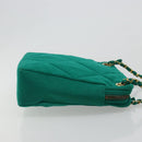 CHANEL Matelasse Chain Shoulder Bag Cotton Green Gold CC Auth bs35532-3
