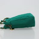 CHANEL Matelasse Chain Shoulder Bag Cotton Green Gold CC Auth bs35532-4