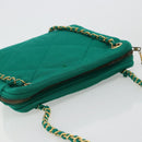 CHANEL Matelasse Chain Shoulder Bag Cotton Green Gold CC Auth bs35532-6