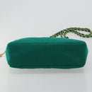 CHANEL Matelasse Chain Shoulder Bag Cotton Green Gold CC Auth bs35532-5