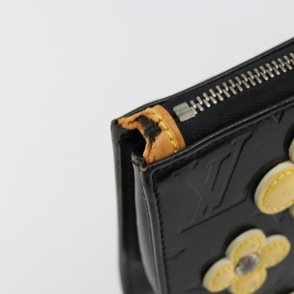 LOUIS VUITTON Monogram Vernis Lexington Pouch Flower Zwart M92245 Auth bs35540