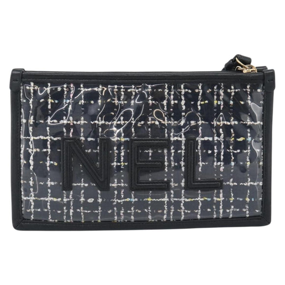 CHANEL Clutch Bag Vinyl Black Gold CC Auth bs35542V