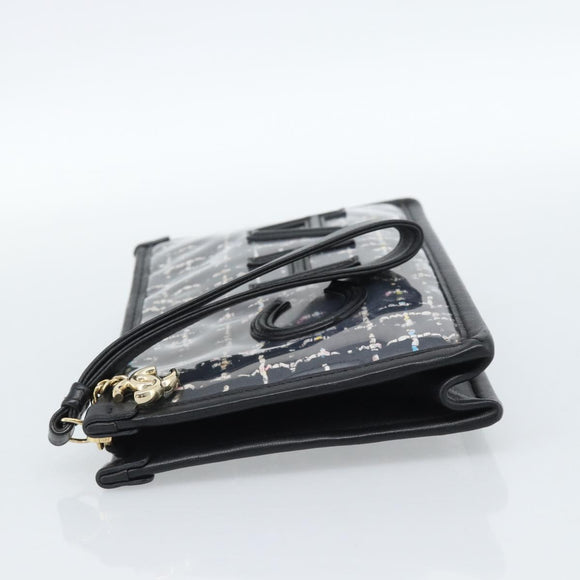 CHANEL Clutch Bag Vinyl Black Gold CC Auth bs35542V