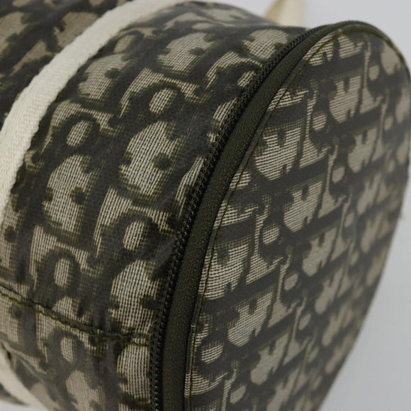 Christian Dior Trotter Canvas Hand Bag Nylon Khaki Silver Auth bs35543