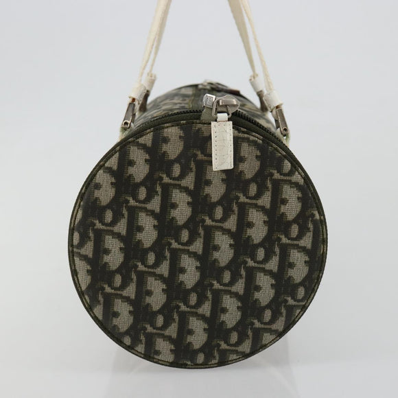 Christian Dior Trotter Canvas Hand Bag Nylon Khaki Silver Auth bs35543