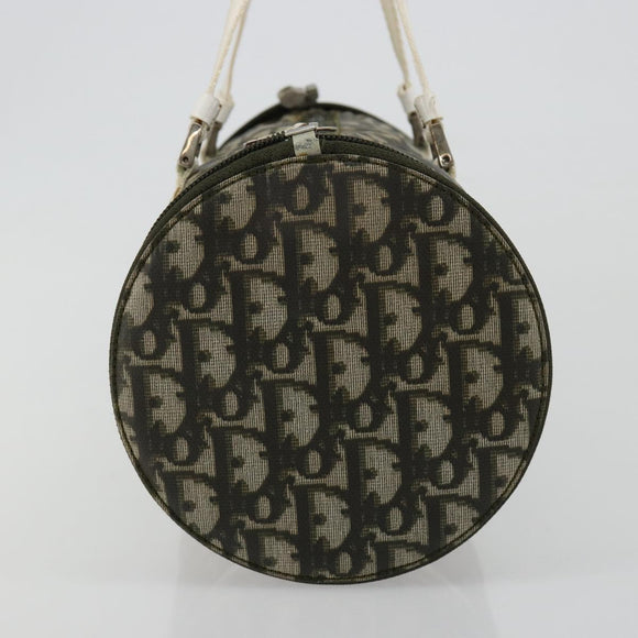 Christian Dior Trotter Canvas Hand Bag Nylon Khaki Silver Auth bs35543