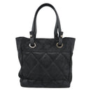 CHANEL Matelasse Tote Bag Coated Canvas Black Gold CC Auth bs35544-13