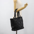 CHANEL Matelasse Tote Bag Coated Canvas Black Gold CC Auth bs35544-22