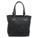 CHANEL Matelasse Tote Bag Coated Canvas Black Gold CC Auth bs35544-2