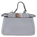 FENDI Shoulder Bag Leather 2way Light Blue Silver Auth bs35546-2