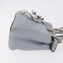 FENDI Shoulder Bag Leather 2way Light Blue Silver Auth bs35546-3
