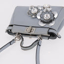 FENDI Shoulder Bag Leather 2way Light Blue Silver Auth bs35546-6