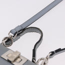 FENDI Shoulder Bag Leather 2way Light Blue Silver Auth bs35546-8