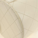 CHANEL Matelasse Chain Shoulder Bag Leather White Gold CC Auth bs35547SAM-14